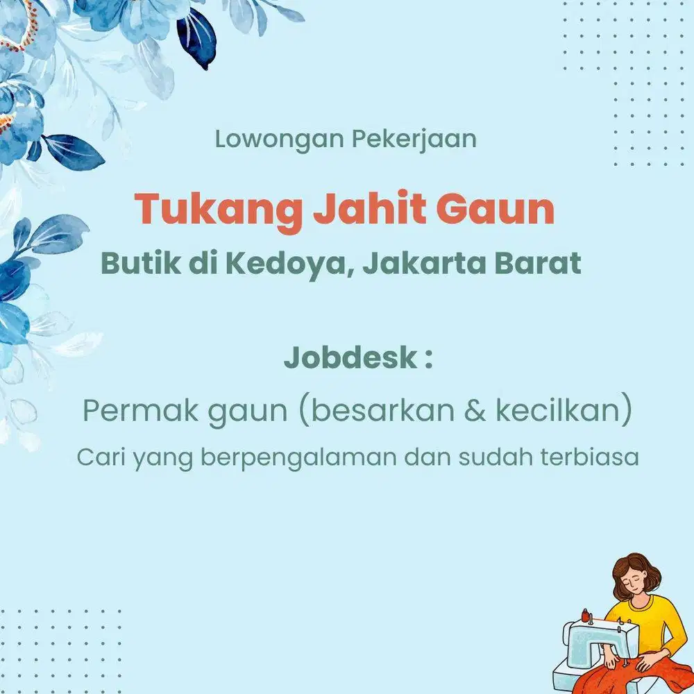 DICARI TUKANG JAHIT GAUN