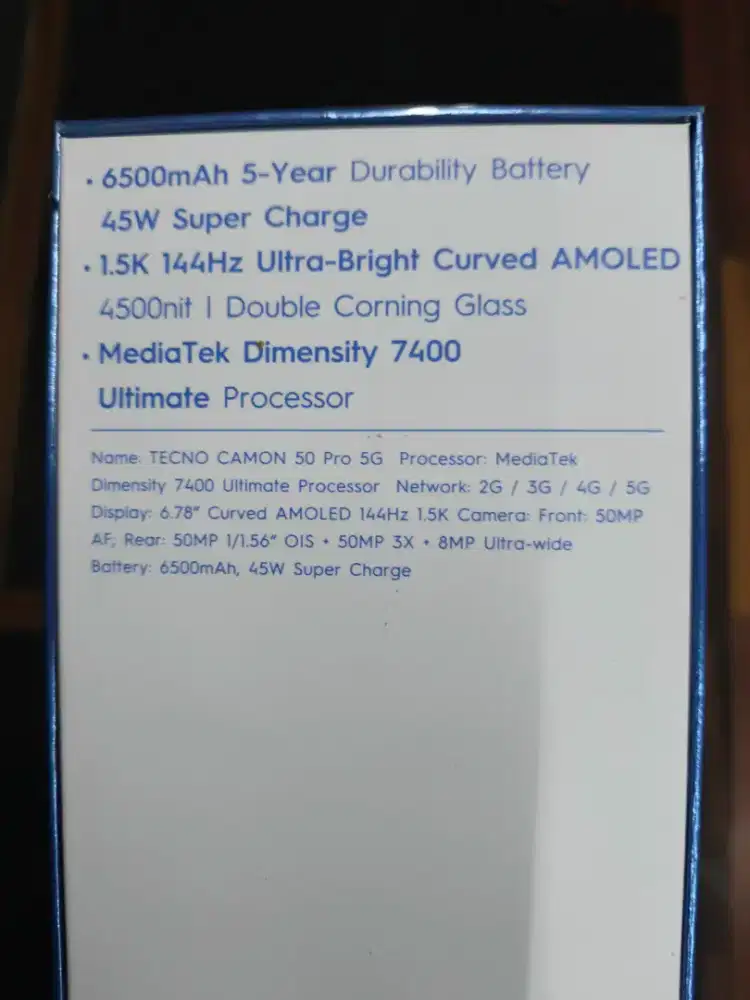 Tecno CAMON 50 PRO 5G , MULUS BARU 2 BULAN, FULLSET