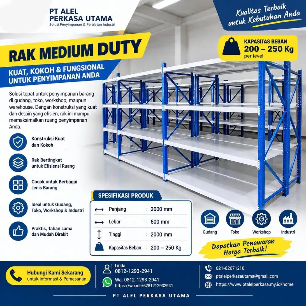 RAK MEDIUM DUTY - KUAT , KOKOH , dan SIAP UNTUK GUDANG