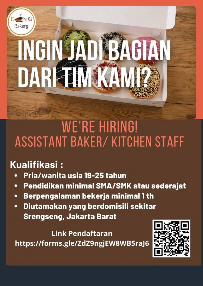 Perusahaan Bakery di Srengseng, Jakbar membutuhkan Asisstant baker