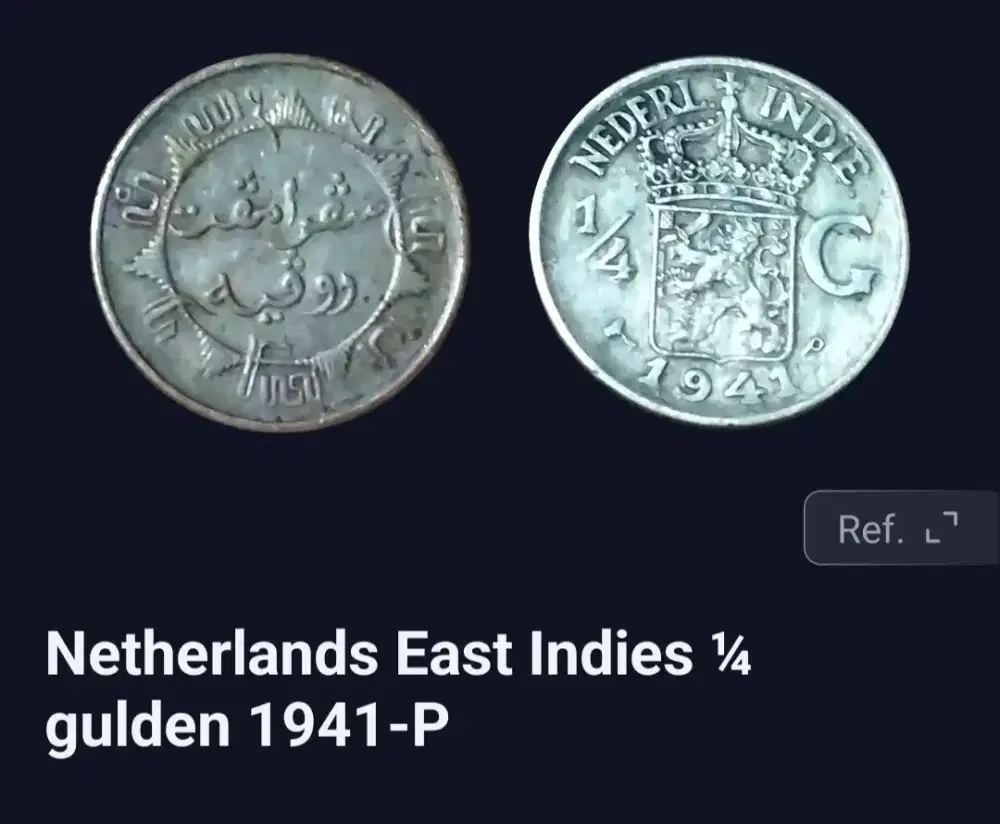 Uang koin netherland indies 1/4 Gulden