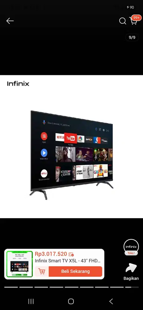 Android TV Infinix Smart TV X5L - 43 FHD Display