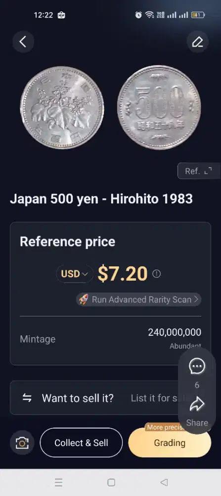 Uang koin lama japan 500 yen tahun 1983