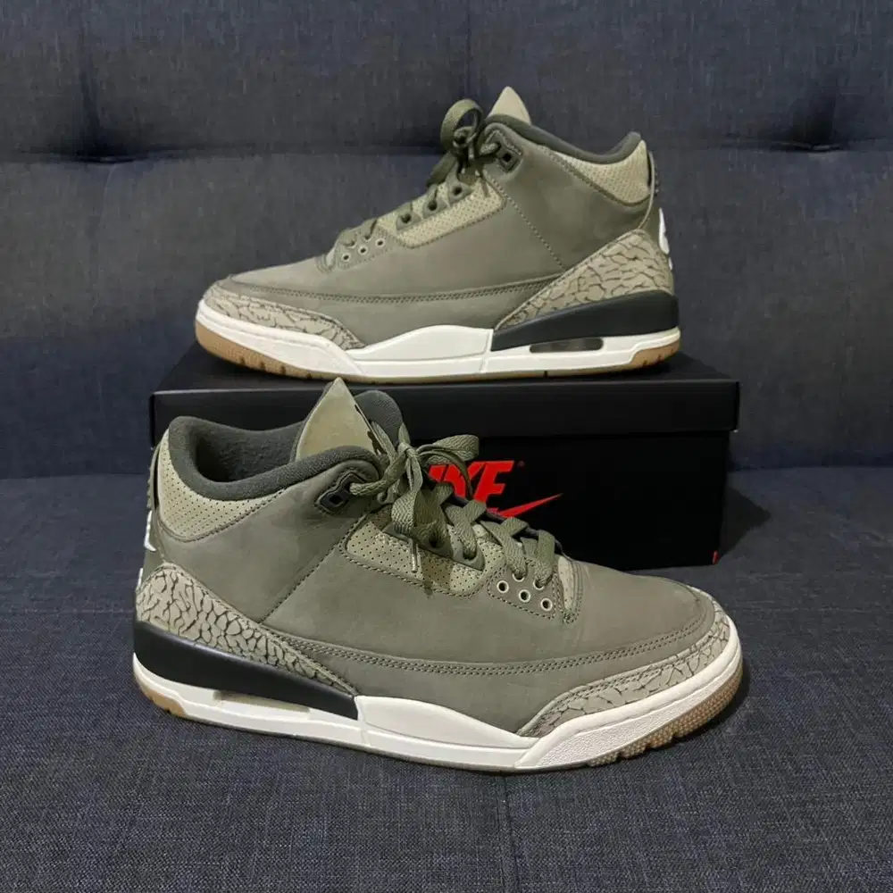 Sepatu Nike Air Jordan 3 Retro Family Affair Olive Size 42 Second Orig