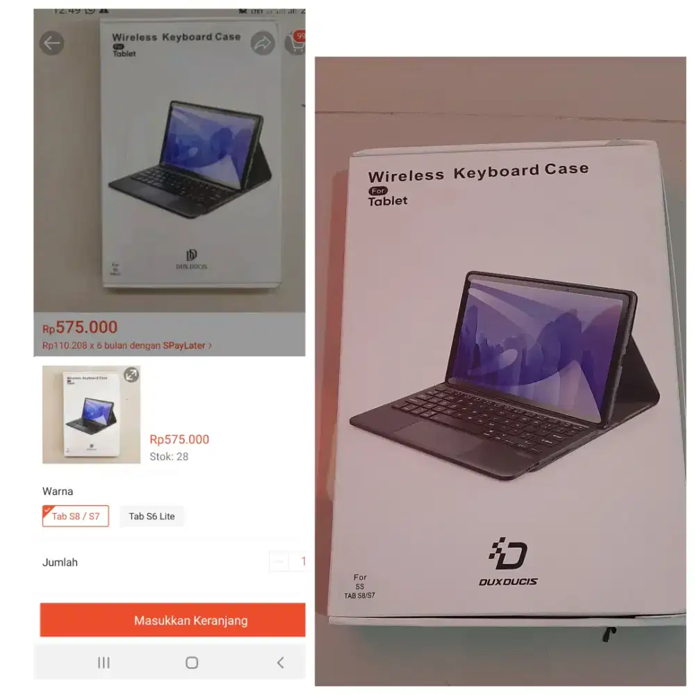 Wireless Keyboard case Tablet S8/S7
