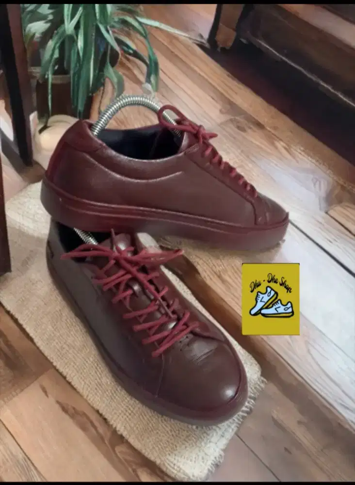 Sepatu lacoste couro vinho size 41 full kulit