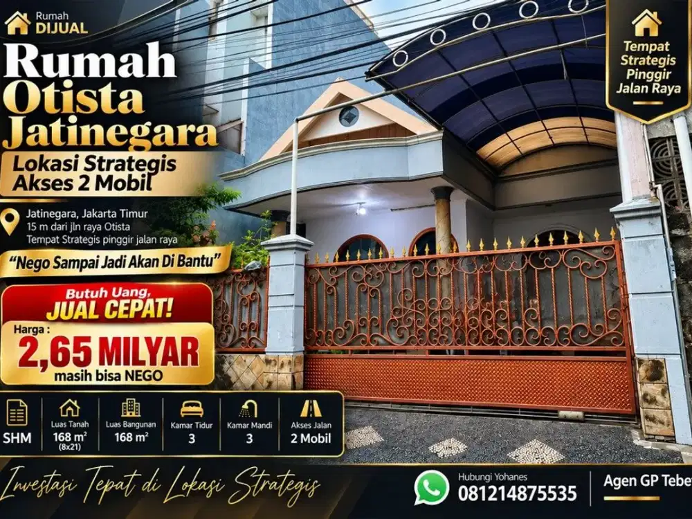 Rumah Otista Jatinegara Lokasi Strategis Akses 2 Mobil