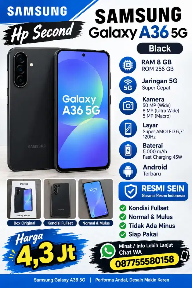 Samsung A36 5G Ram 8/256 Gb Resmi Sein Indonesia
