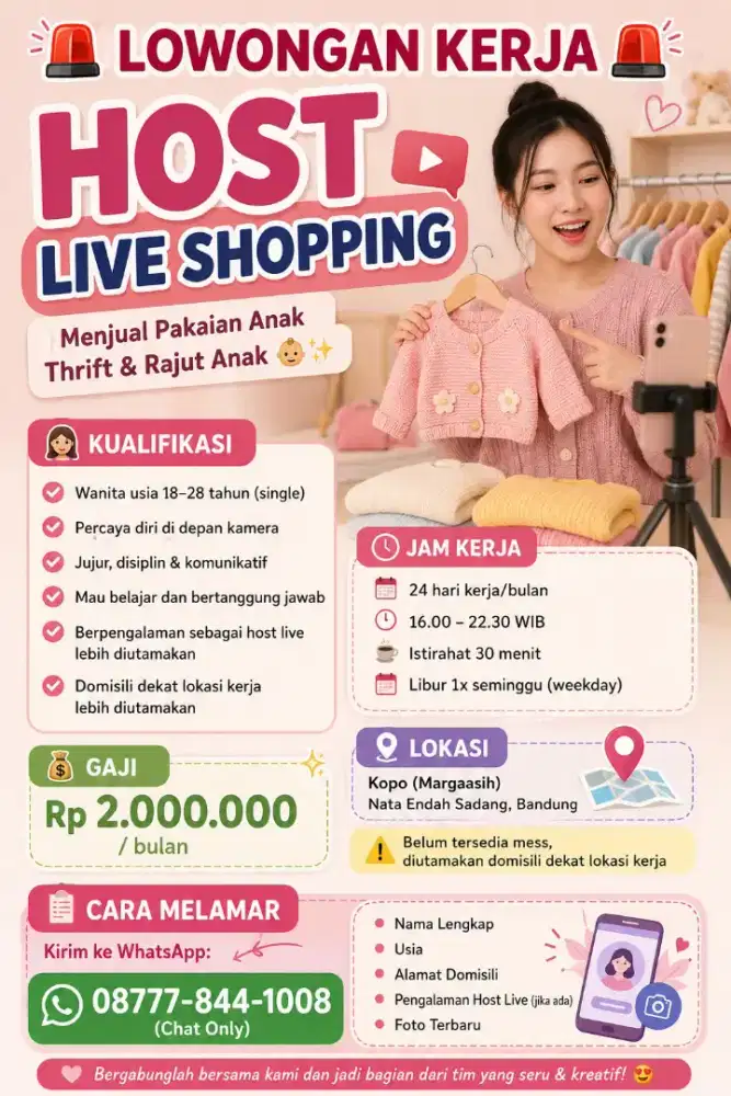 LOKER HOST LIVE BAJU ANAK THRIFT