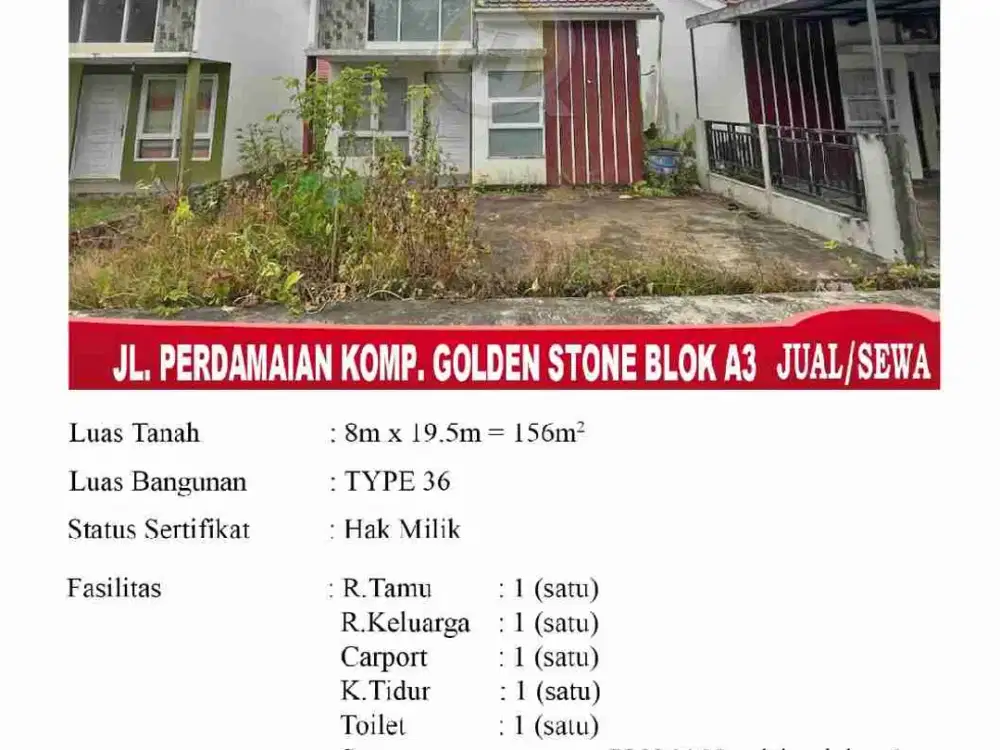 Rumah type 36, jual & sewa