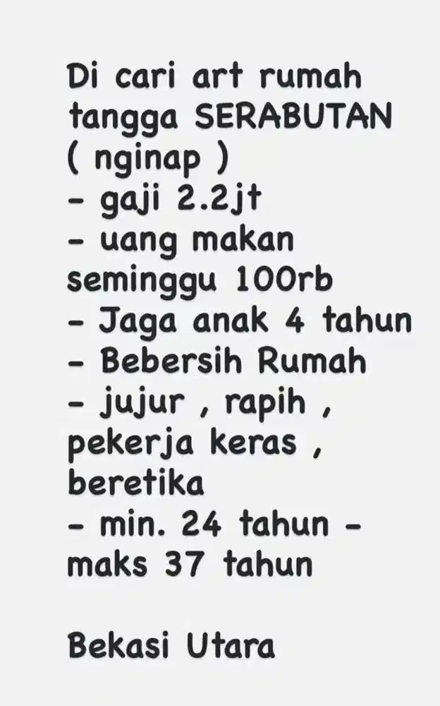 DI CARI ART SERABUTAN MAJIKAN LANGSUNG