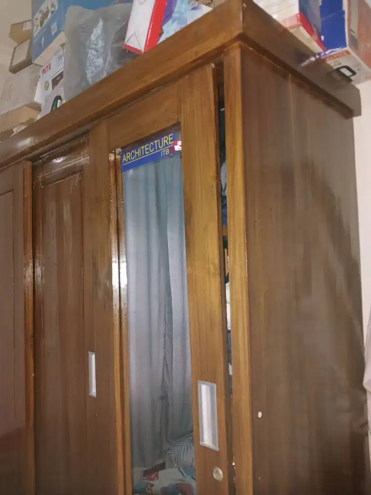lemari kayu jati sliding 3 pintu