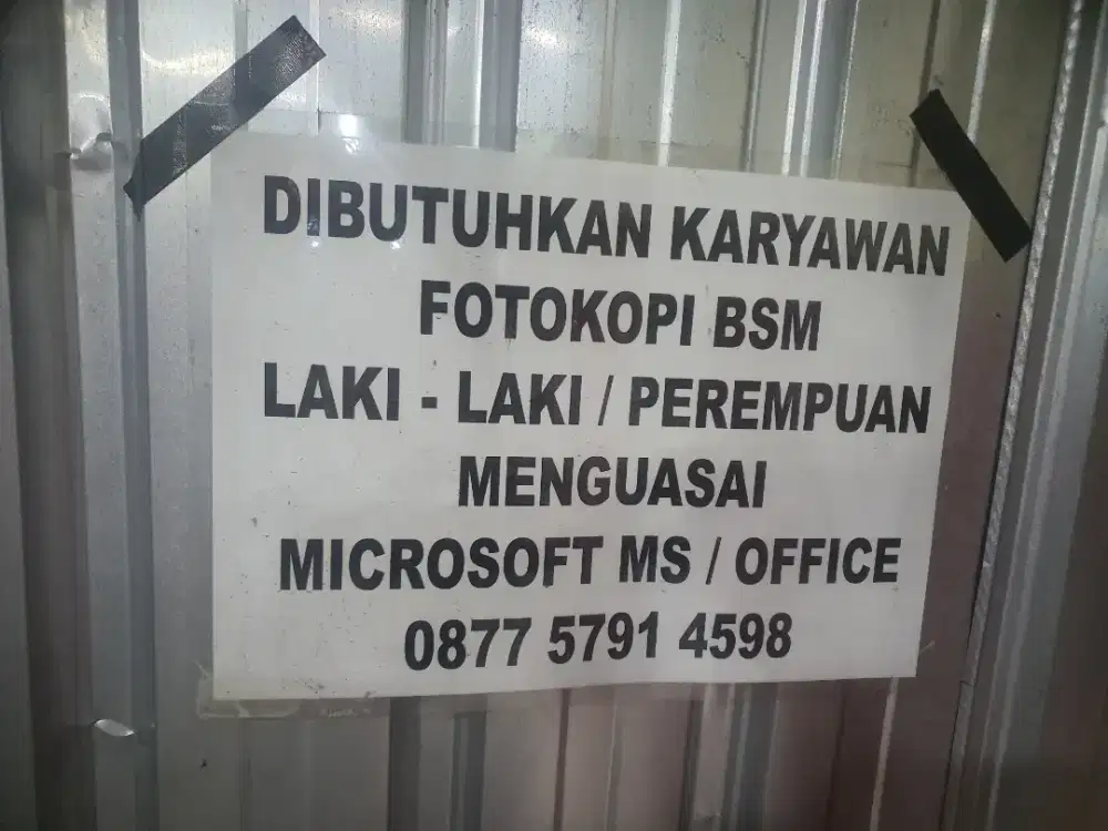 Lowongan kerja Staff Fotocopy & Print