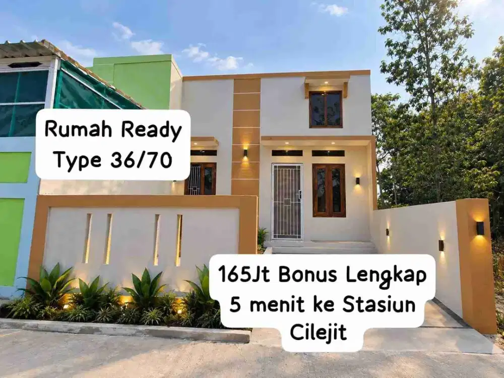 RUMAH READY 165JT TYPE 36/70, BONUS LENGKAP 5 MENIT KE STASIUN CILEJIT
