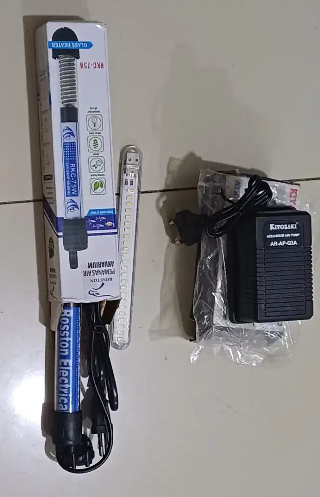 Aerator, heater dan lampu aquarium