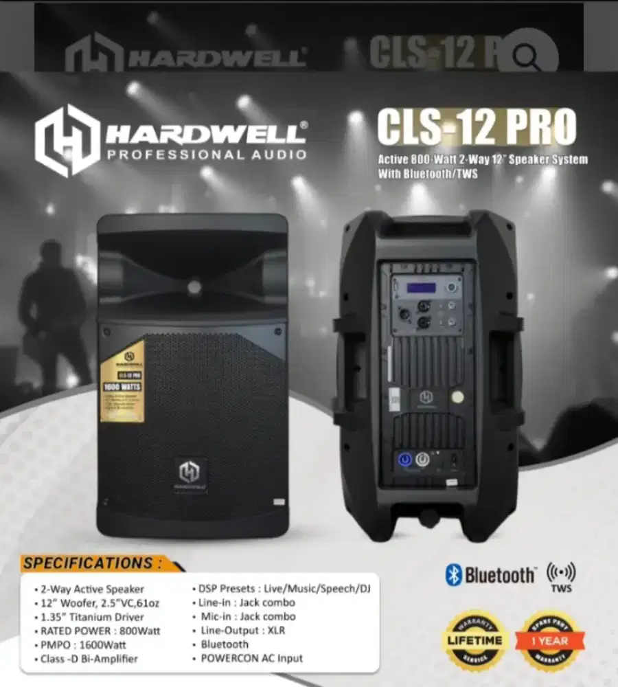Speaker aktif 12 inch outdoor hardwell cls 12pro bluetooth 800 watt