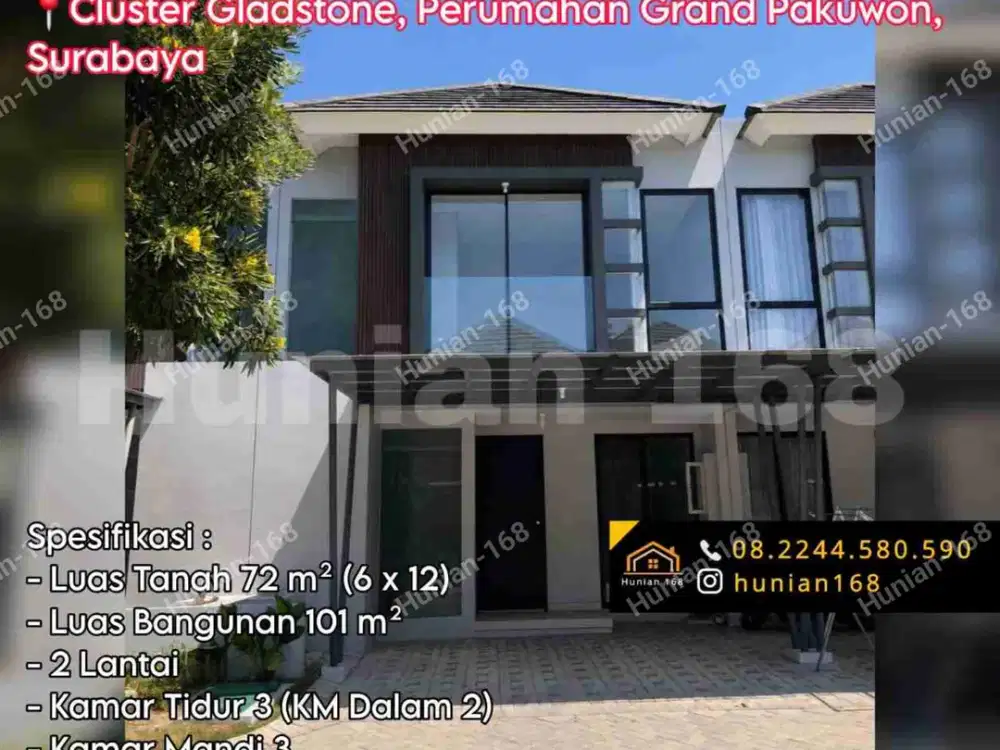 Jual Rumah Perumahan Cluster Gladstone Adelaide Grand Pakuwon Surabaya Kota Pusat Tengah Margomulyo Tandes North South Victoria