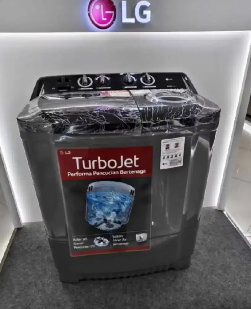 MESIN CUCI LG 10KG HITAM P1000RTM UNIT BARU GRATIS ANTAR COD