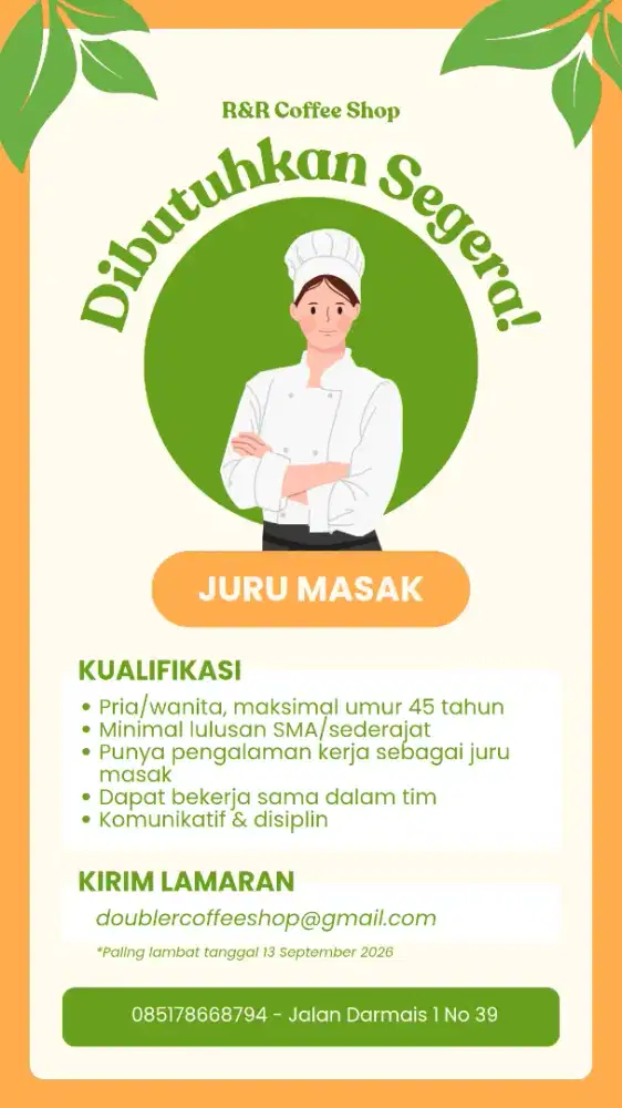 Lowongan Pekerjaan Juru Masak