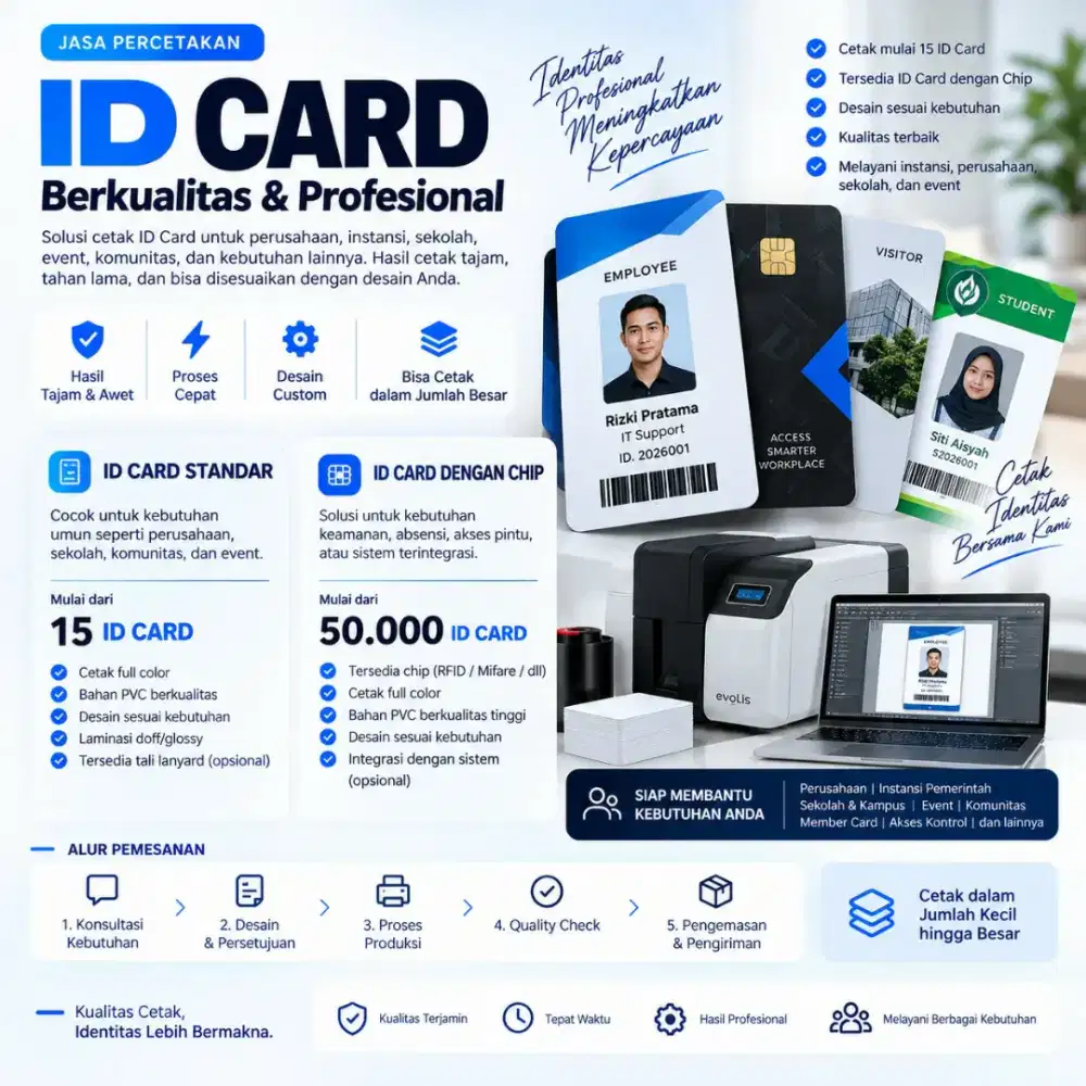 CETAK ID CARD PROFESIONAL MULAI 15 PCS