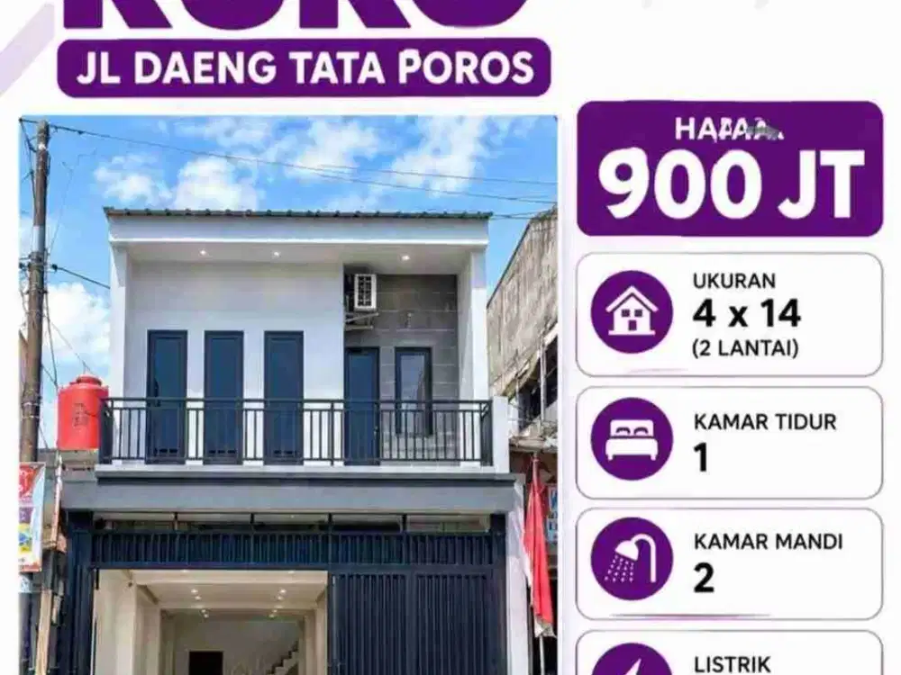 Dijual Ruko 2 lt Jl. Dg Tata Raya Makassar