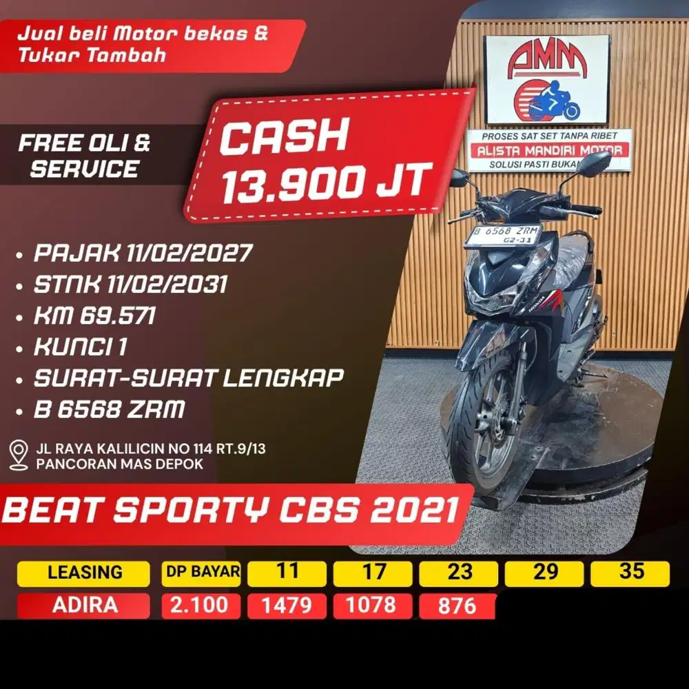 BEAT SPORTY CBS 2021 PAJAK HIDUP CASH / KREDIT ALISTA