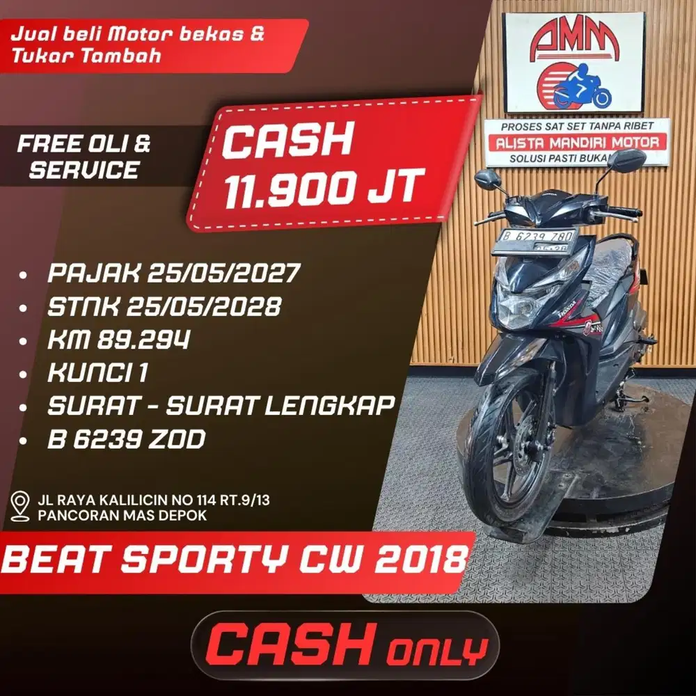 BEAT SPORTY CW 2018 PAJAK HIDUP CASH ONLY ALISTA