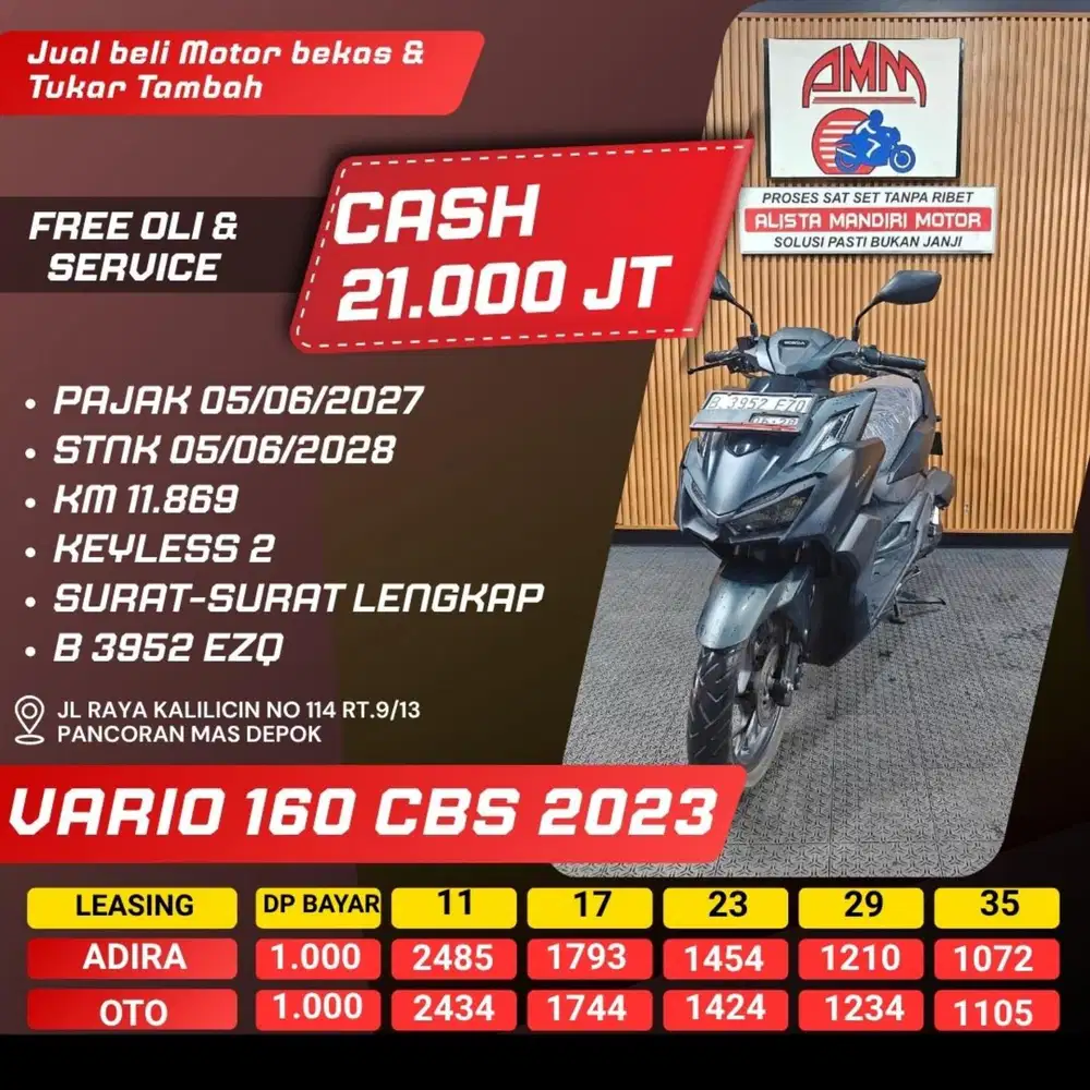VARIO 160 CBS 2023 PAJAK HIDUP REMOT 2 CASH / KREDIT ALISTA