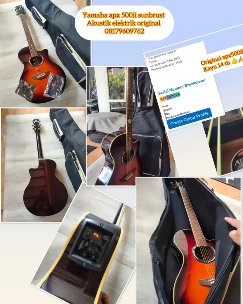 Gitar akustik elektrik tuner Yamaha apx500ii original lengkap