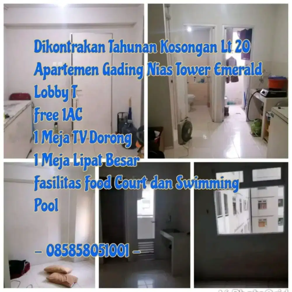 Disewakan 2 Unit Apartemen Gading Nias Recidence