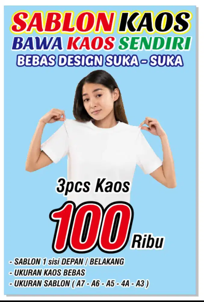 Sablon kaos bawa kaos sendiri