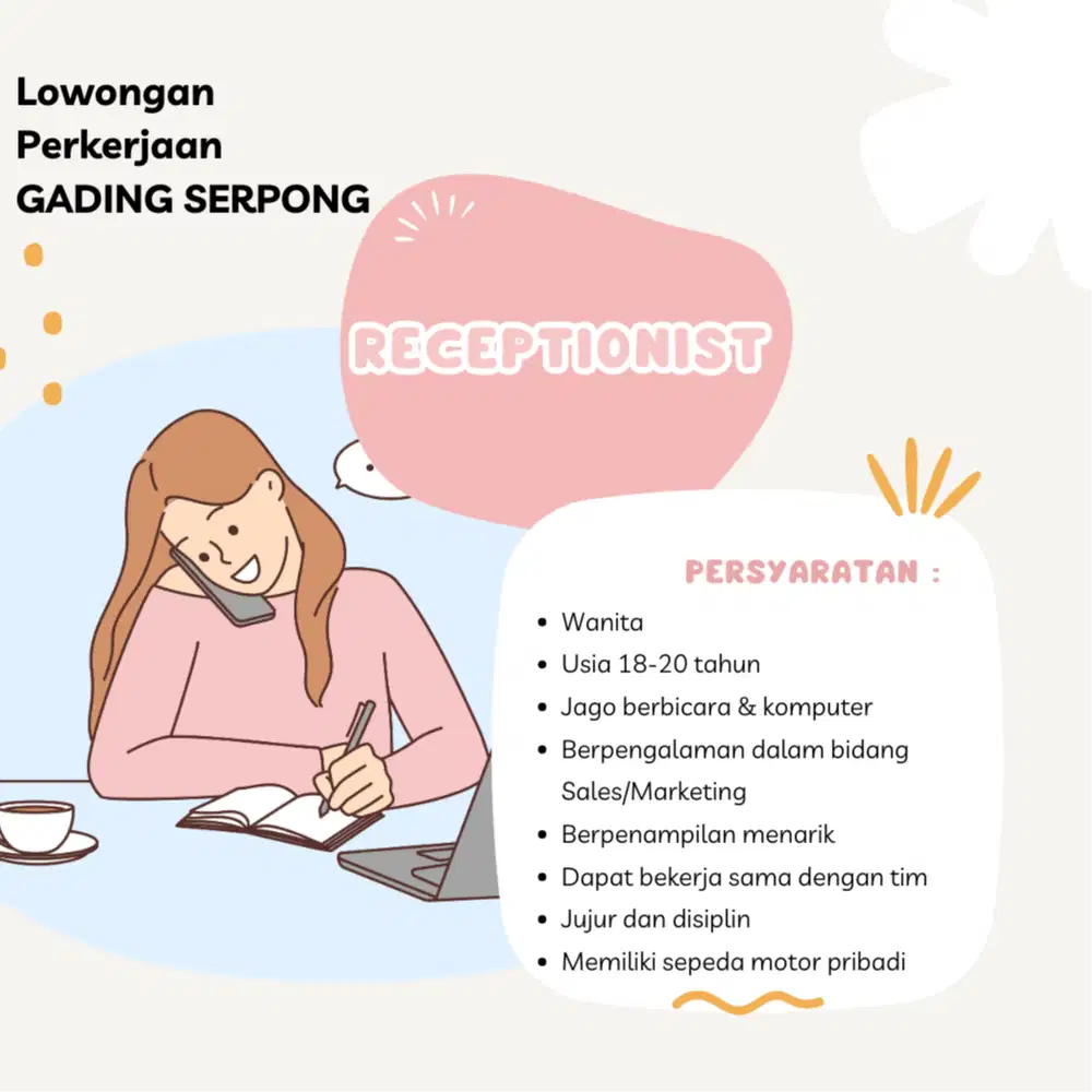 LOKER Resepsionis Gading Serpong