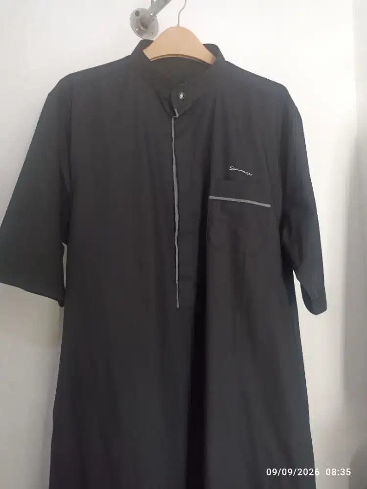 Jubah gamis pria hitam bahan premium samase