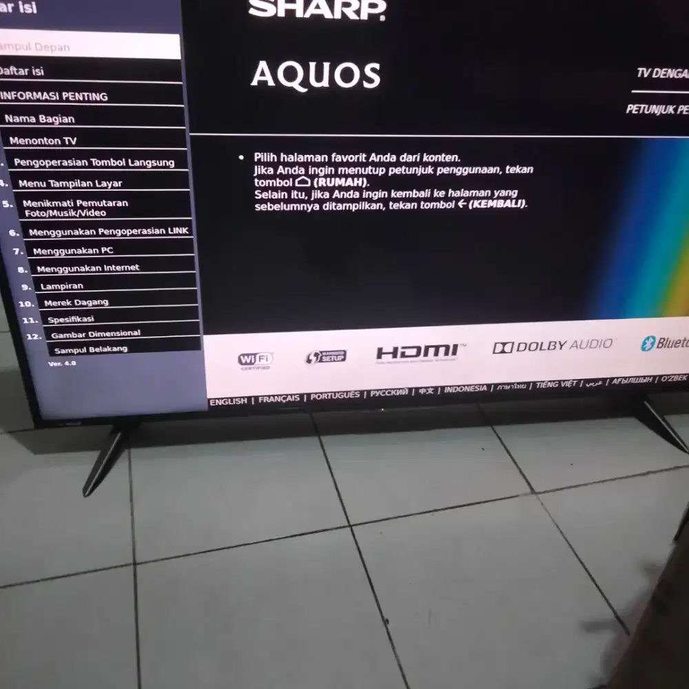 Di jual smart tv Sharp AQuos 4K 50 inch,4T-C50AH1x  harga 3,5 JT nego.