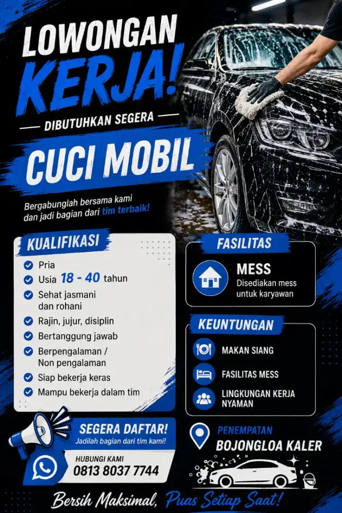 Lowongan kerja Cuci Mobil