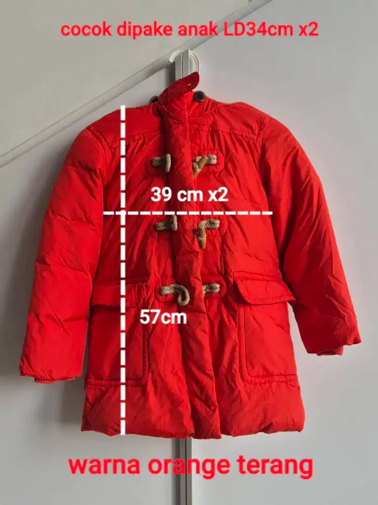Jaket bulu angsa orange terang (+/- 5-7tahun)