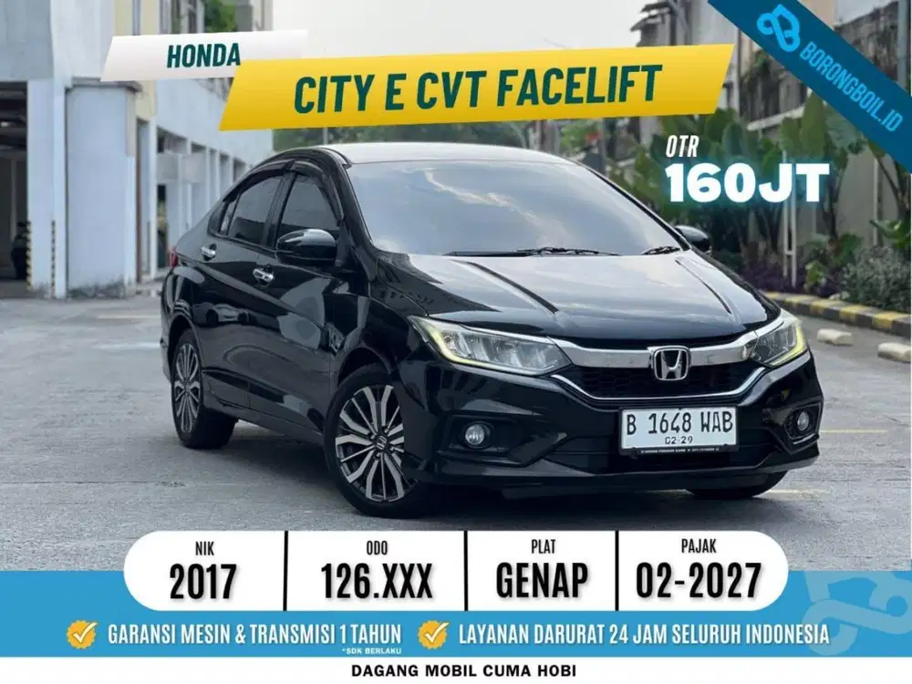 SIAP PAKAI! HONDA CITY E CVT FACELIFT 2017 HITAM