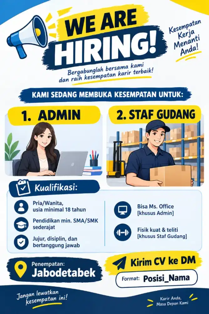 Lowongan Pekerjaan Admin & Staf Gudang