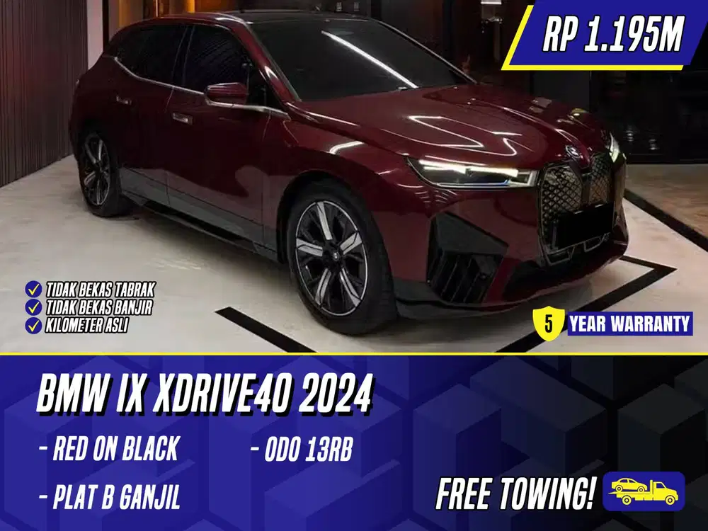 BMW iX xDrive40 EV 2024 NIK 2023 Red on Black Merah Listrik Electric