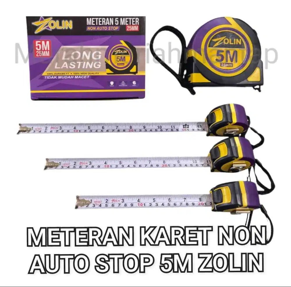 METERAN KARET NON AUTO STOP 5 M ZOLIN / METERAN GULUNG / METERANTUKANG