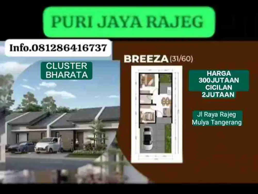 Hunian nyaman PURI JAYA RAJEG TANGERANG boking fee langsung kpr