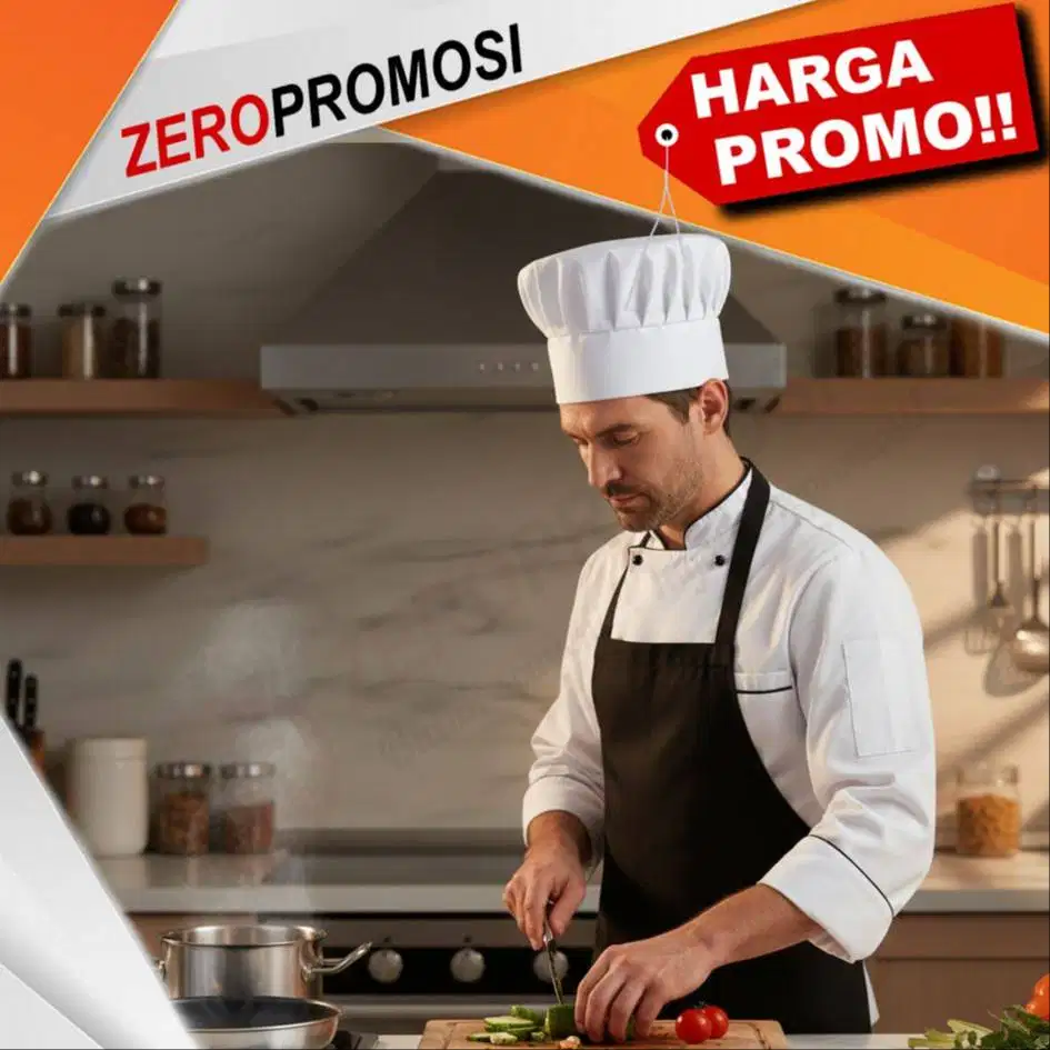 Topi Chef Premium Custom Logo untuk Restoran dan Hotel