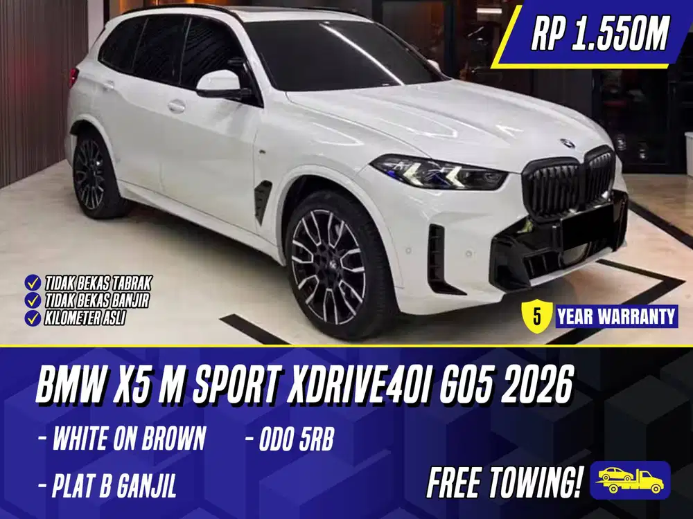 BMW X5 M Sport xDrive40i G05 2026 NIK 2025 LCI White on Brown Putih