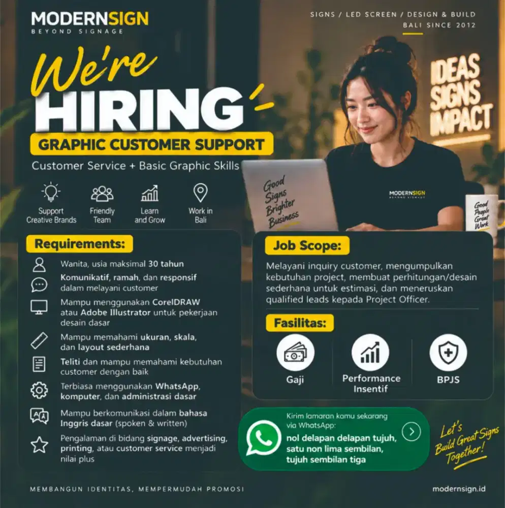Di butuhkan tenaga untuk Graphic Customer Support