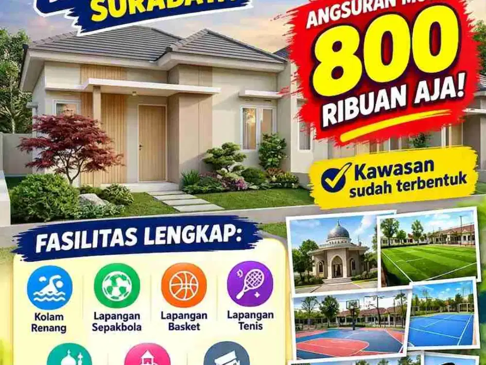 Rumah Subsidi dekat Bandara Juanda Surabaya angsuran mulai 800rb-an Fasilitas lengkap