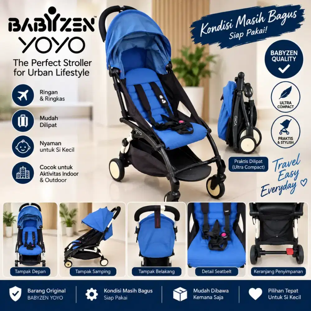 Babyzen YOYO Original Blue Stroller Cabin Size Bekas Mulus Siap Pakai
