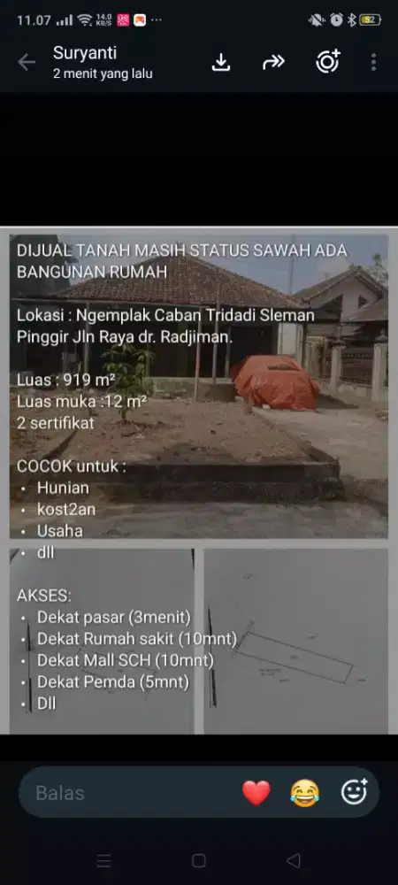 Dijual rumah dan tanah