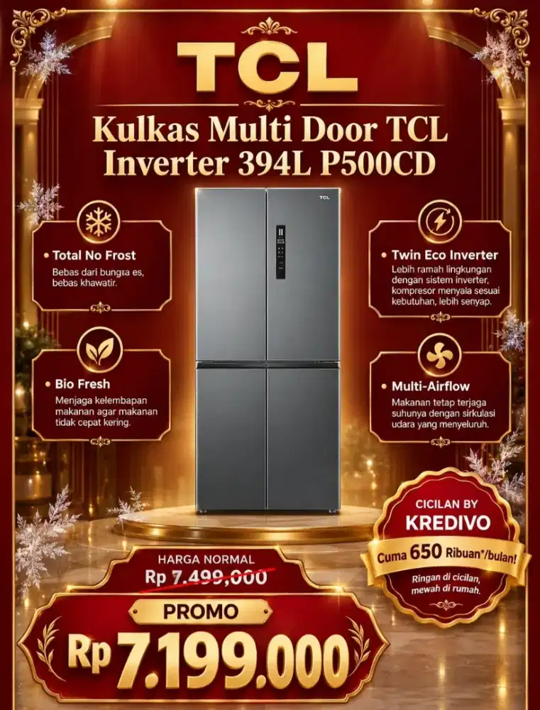 Kulkas TCL Multidoor Inverter 394l