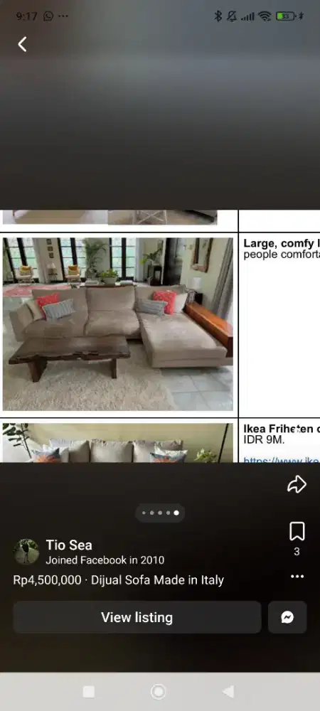 Dijual sofa Letter L Verona
