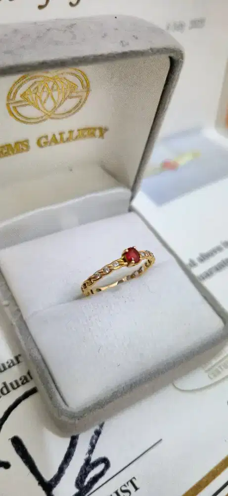 DIJUAL CINCIN EMAS 9K BATU RUBY + DIAMOND (PATTAYA GEMS)